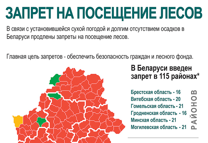 Карта запрета посещения лесов в беларуси на сегодня интерактивная карта